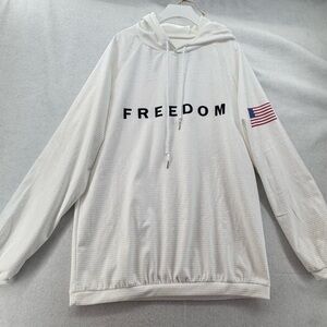 EUC Men’s FREEDOM Hooded Long Sleeve Shirt White USA Small Washed but Never Worn